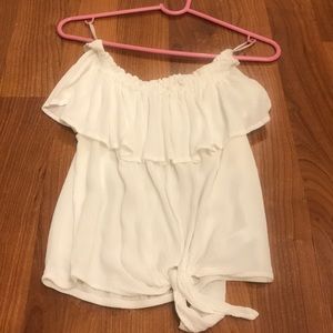 White off the shoulder top! Toes at the bottom